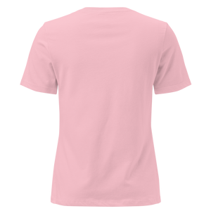 Pink women's relaxed t-shirt from the back, plain