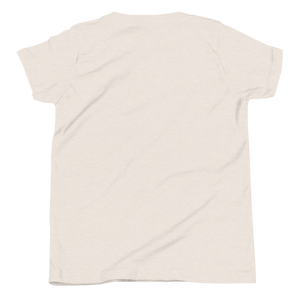 Heather Dust youth t-shirt from the back, plain