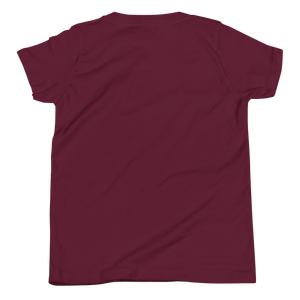 Maroon youth t-shirt from the back, plain