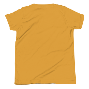 Mustard youth t-shirt from the back, plain