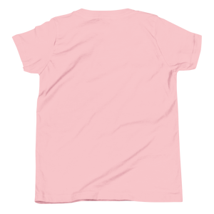Pink youth t-shirt from the back, plain
