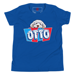 True Royal youth t-shirt with Otto's shaggy face over icy OTTO letters